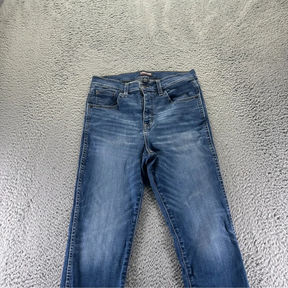 Kirkland Signature Jeans Women 8 Blue Cotton Denim Skinny Hi-Rise Faded Workwear